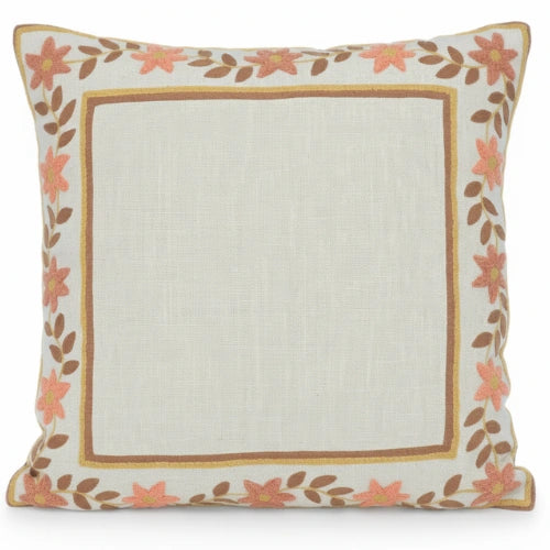 Zierkissen gestickte Blumenborte Boho Baumwolle – Urbane Hide