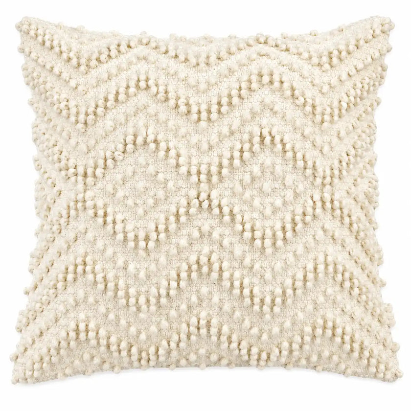 Decorative Tufted Zigzag Cream Cushion | Urbane Hide