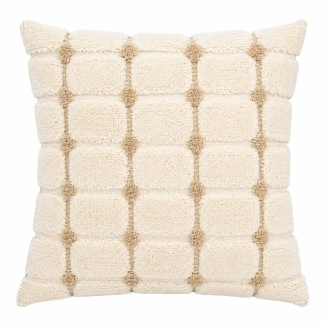 Coussin décoratif crème capitonné à carreaux | Urbane Hide