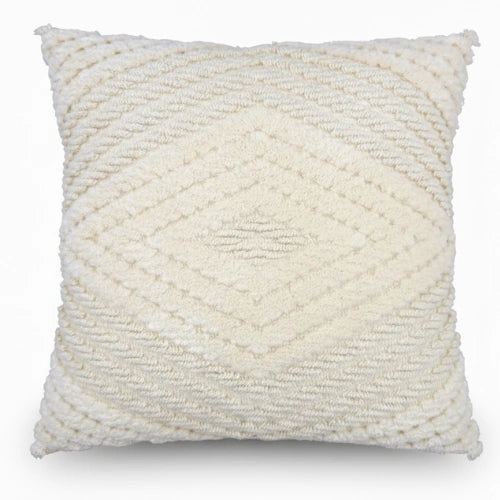 Zierkissen crème Diamantmuster im Boho-Stil – Urbane Hide