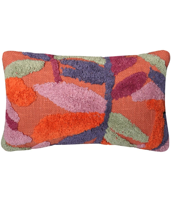 Dekoratives Kissen mit Blattmotiv in Erdtönen – Urbane Hide