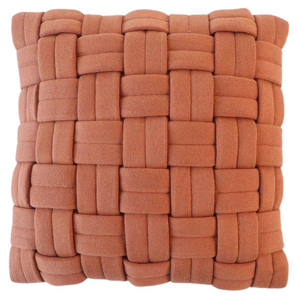 Decoratief sierkussen gevlochten stof terra oranje – Urbane Hide