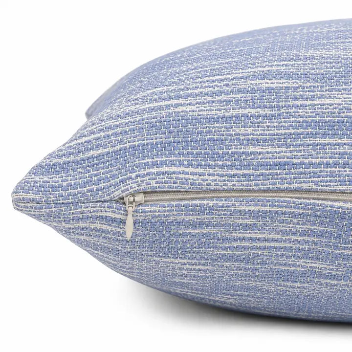 Blauw Gemêleerde Kussenhoes Geweven Katoenlook – Urbane Hide