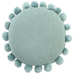 Rundes Zierkissen gestrickt mit Pompons mattblau – Urbane Hide