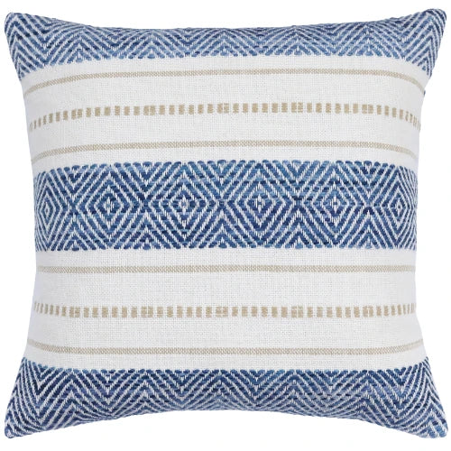 kussenhoes blauw wit met bohemian geometrisch patroon