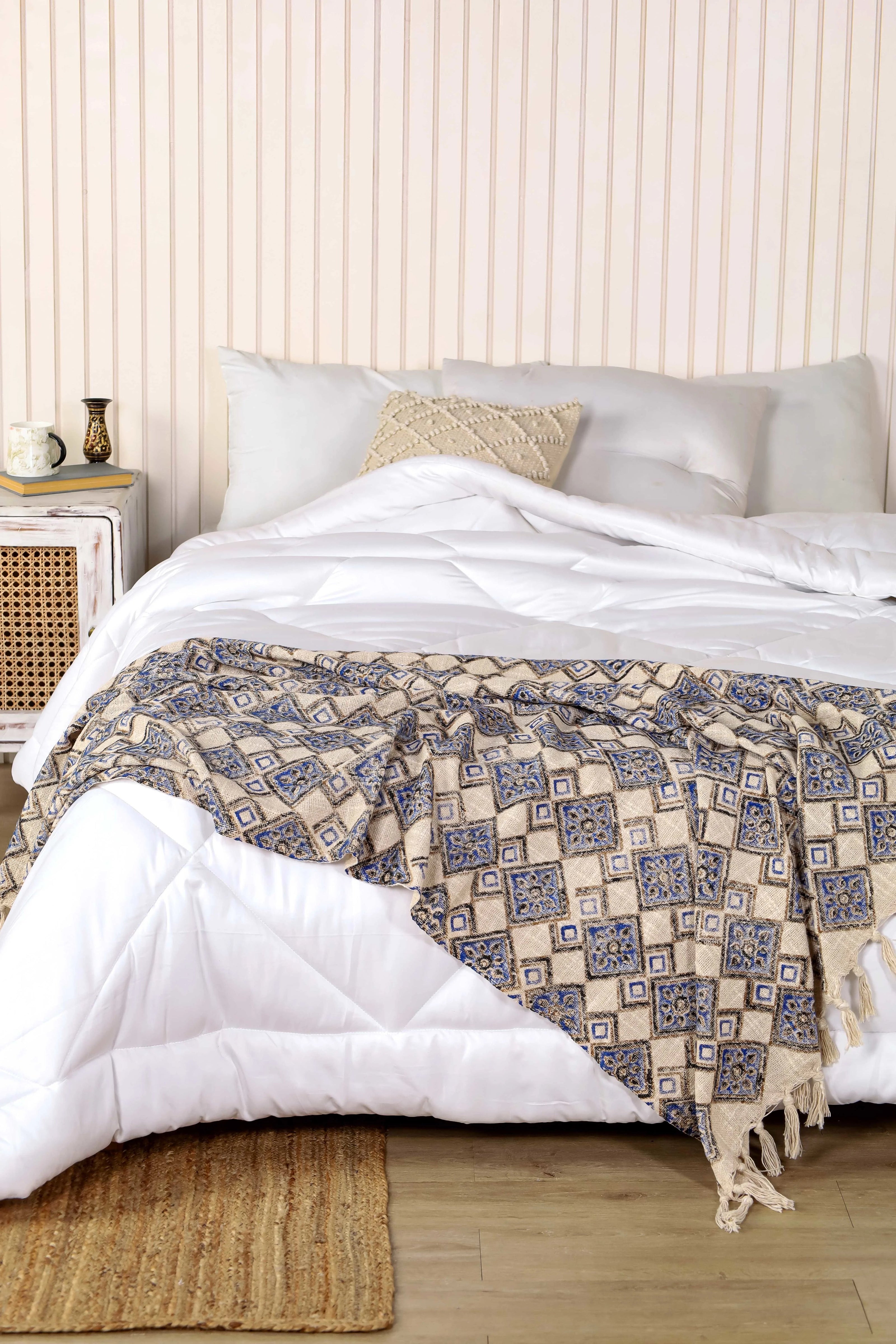 Boho geborduurde plaid met kwastjes voor bank – Urbane Hide Urbane Hide