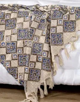 Boho geborduurde plaid met kwastjes voor bank – Urbane Hide Urbane Hide