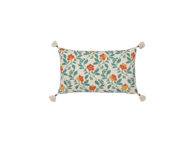 Kussen bloemenprint rechthoek met kwastjes - Urbane Hide Urbane Hide