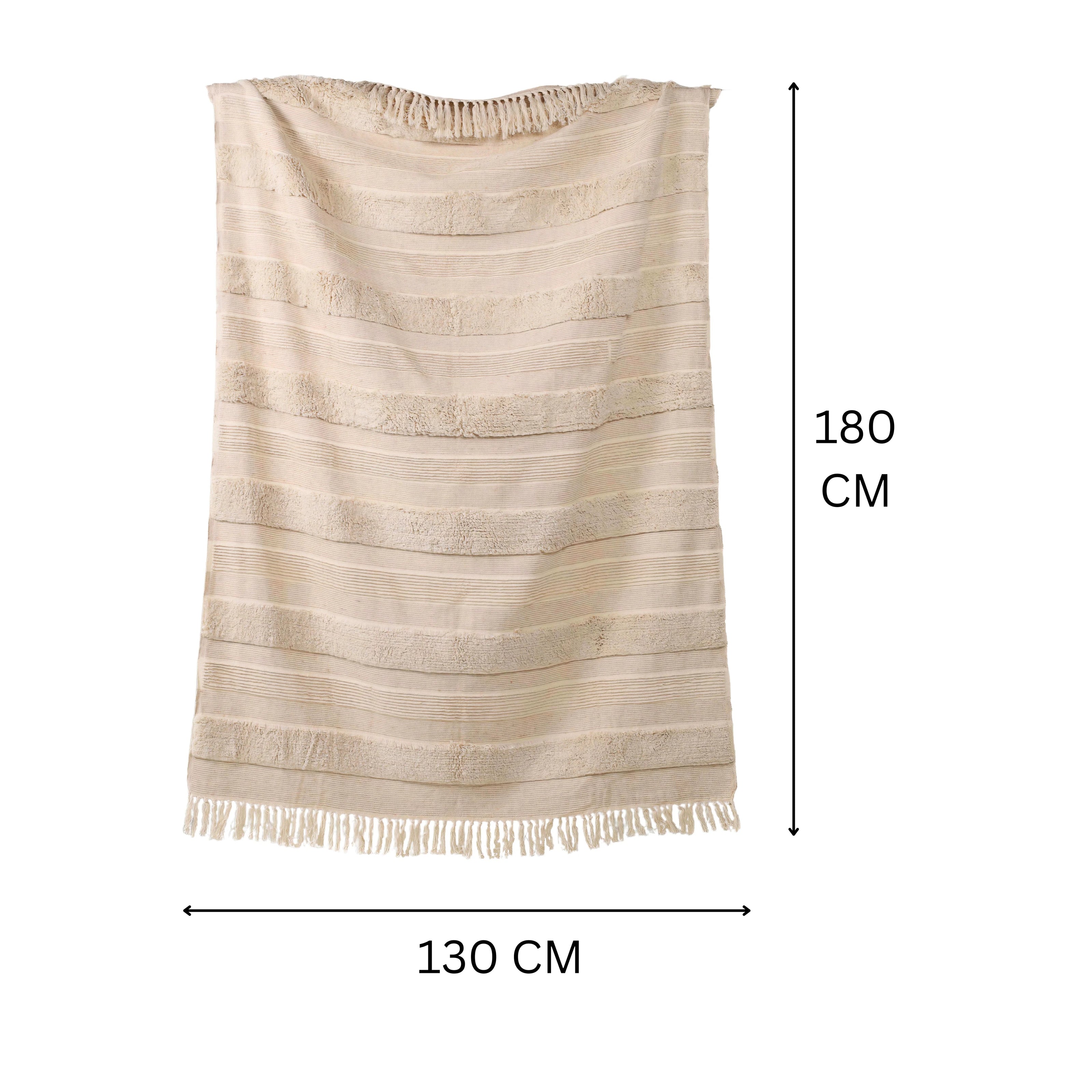 Beige Woonplaid met Textuur & Franjes – Urbane Hide Urbane Hide