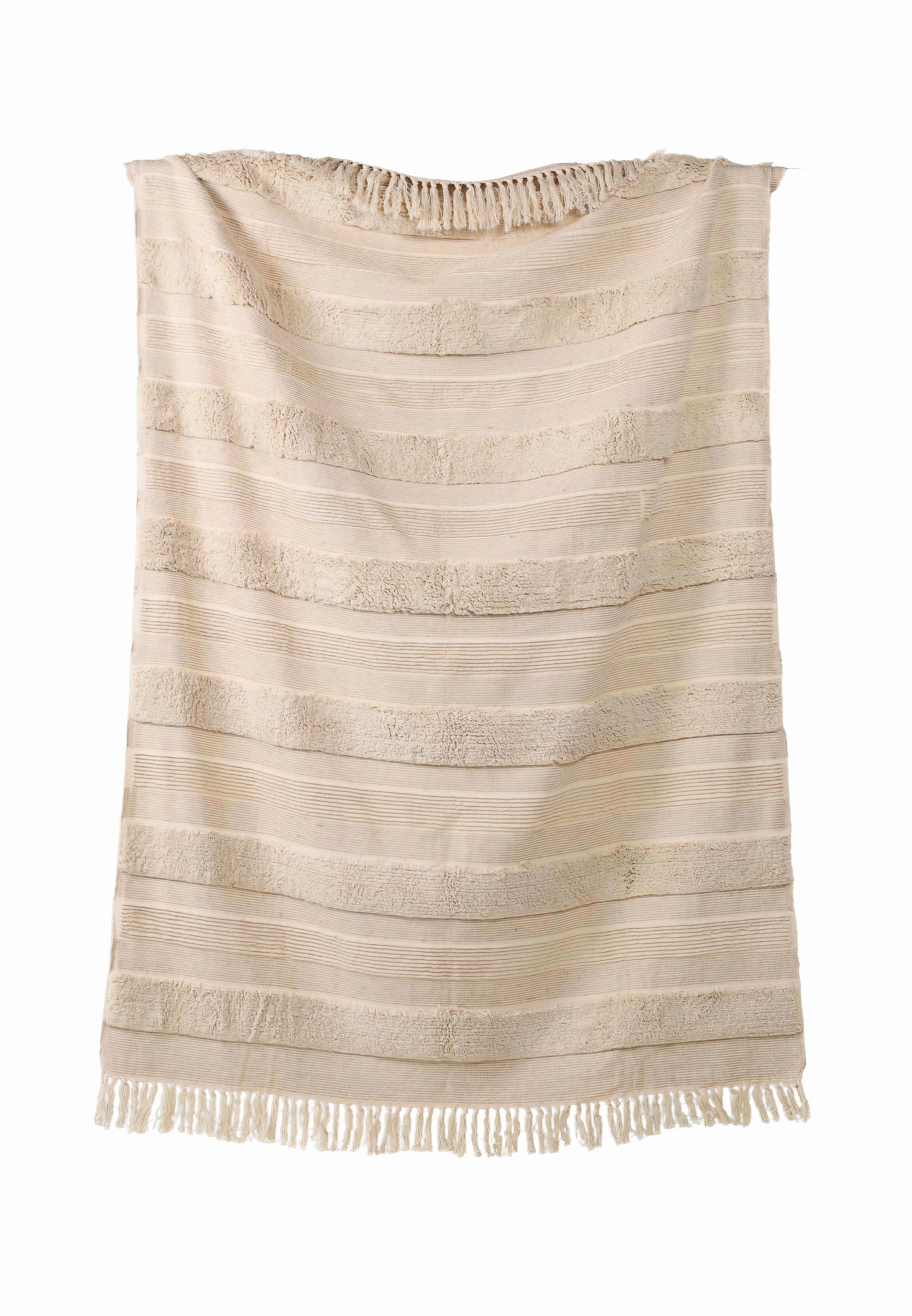 Beige Woonplaid met Textuur & Franjes – Urbane Hide Urbane Hide