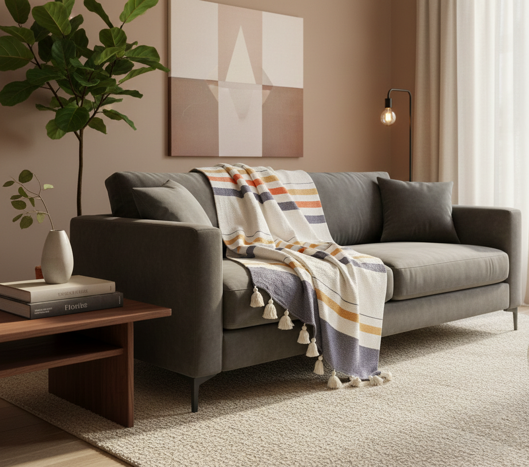 Gestreepte Deken voor Bank of Bed – Urbane Hide