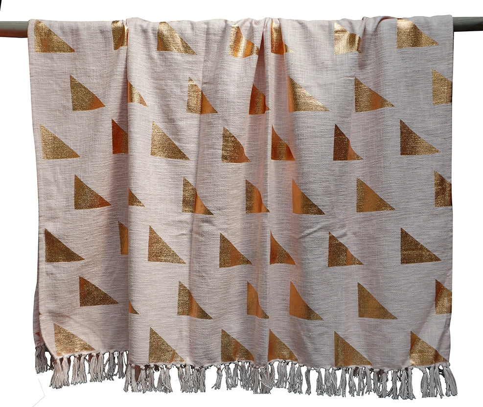 Zalmroze Boho Deken met Geometrisch Patroon – Urbane Hide Urbane Hide