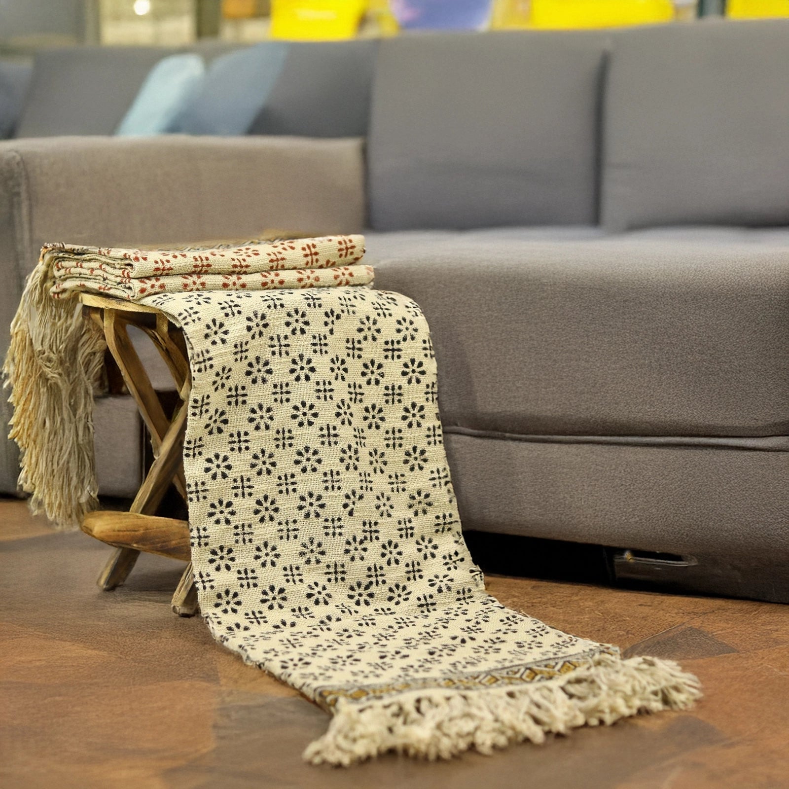 Katoenen Bloemenprint Handgeweven Plaid – Urbane Hide Urbane Hide