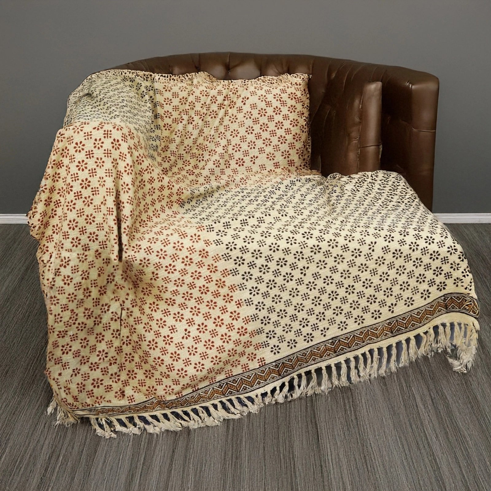 Katoenen Bloemenprint Handgeweven Plaid – Urbane Hide Urbane Hide