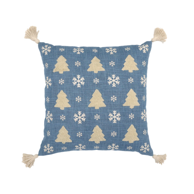 Housse coussin Noël bleue arbres et neige | Urbane Hide