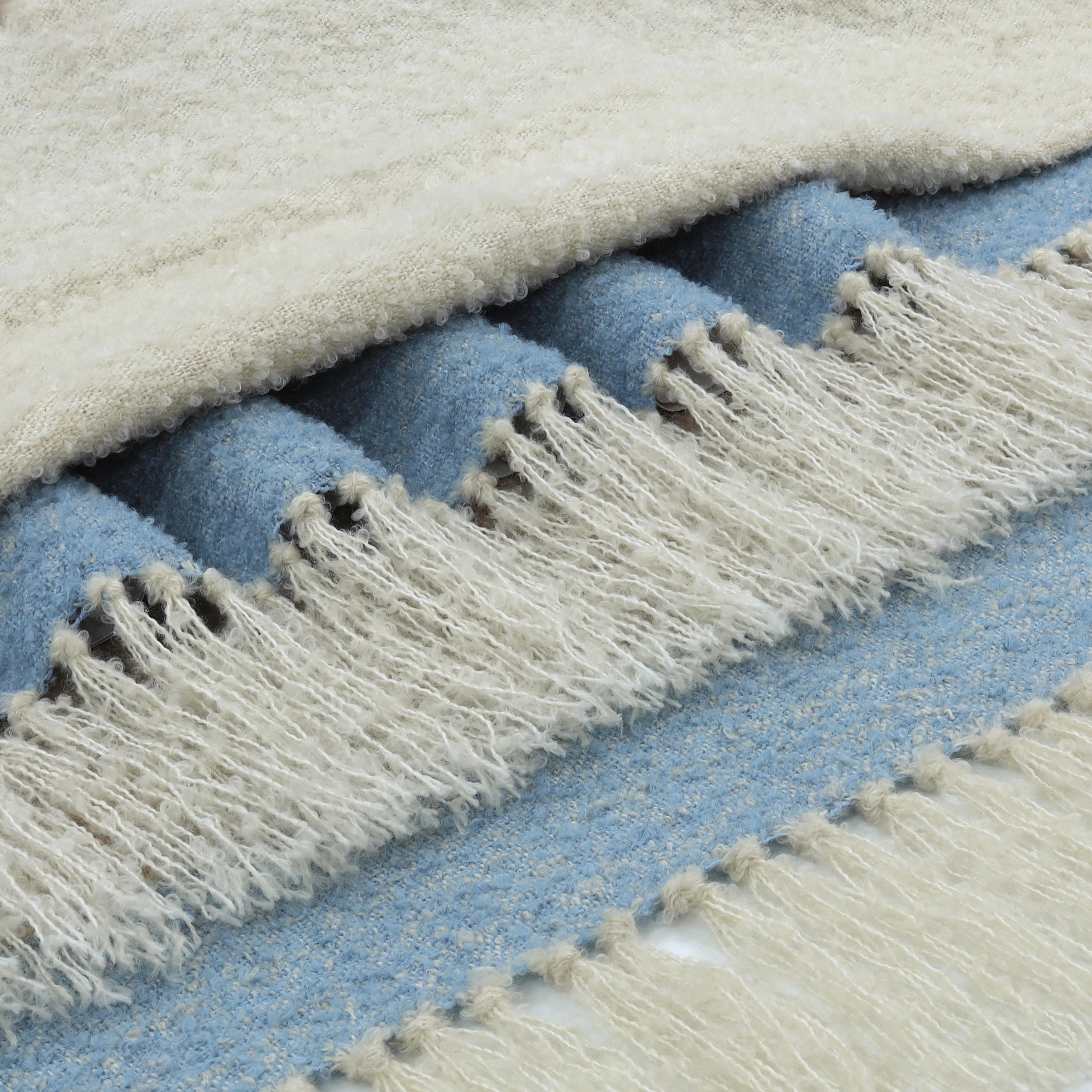 Gestreepte plaid blauw, beige & crème franjes – Urbane Hide Urbane Hide