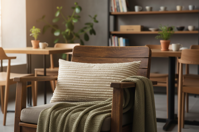 Beige Lumbal kussenhoes met Strepen en Textuur – Urbane Hide