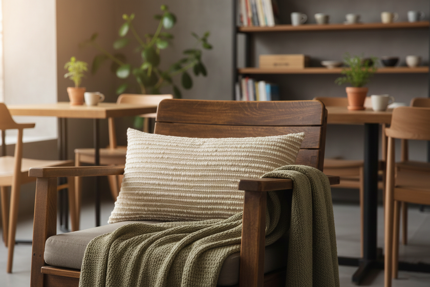 Beige Lumbal kussenhoes met Strepen en Textuur – Urbane Hide